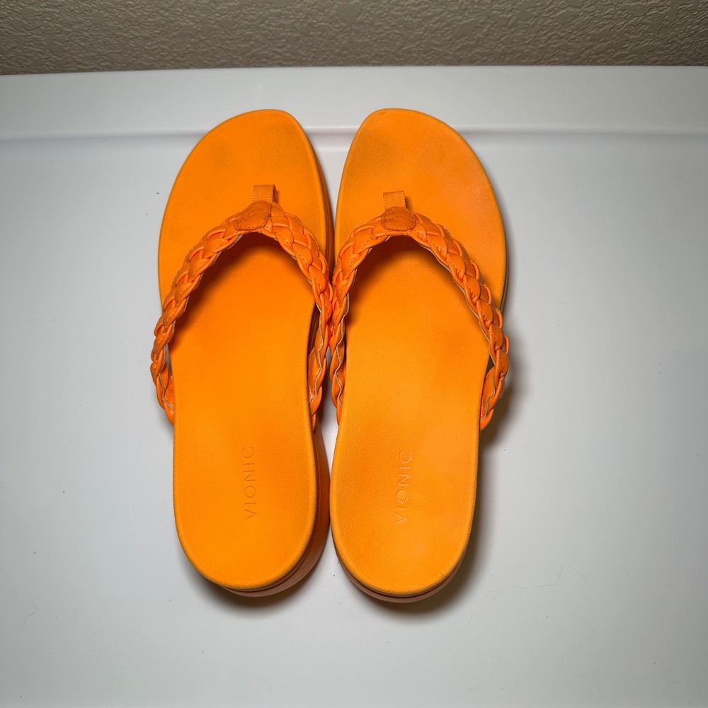 Vionic‎ Womens 11 Kenji Toe-Post Platform Wedge Sandal Orthotic Comfort Marigold - Picture 3 of 7